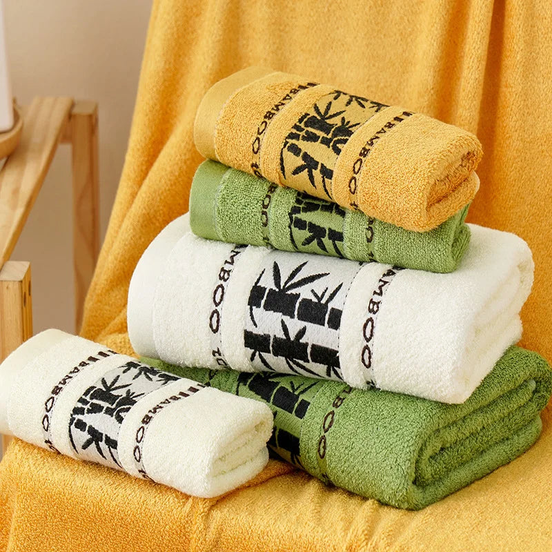 1 / 5 / 10pcs Bamboo Fiber Hand & Bath Towels – Natural Cool, Soft & Quick-Drying Embroidered Towels for Bathroom, Gym & Shower