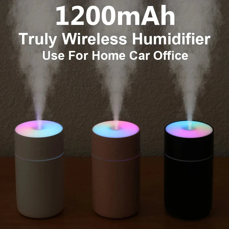 Colorful Portable USB Air Humidifier – Wireless Mini Home & Car Aroma Essential Oil Diffuser