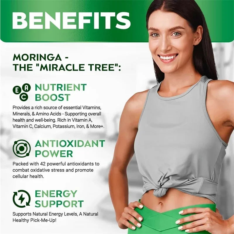 Moringa Capsules – Supports Bone, Joint & Immune Health, Boosts Energy, Endurance & Concentration