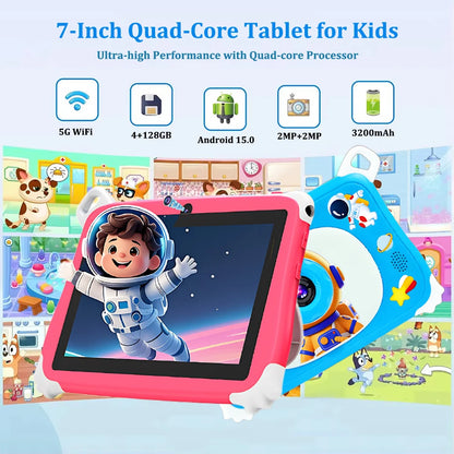 🎨 Nodizz 7-Inch Kids Learning Tablet – Android 15 | 4GB RAM + 128GB ROM | Quad-Core | 3200mAh Battery | Parental Control | Educational Gift