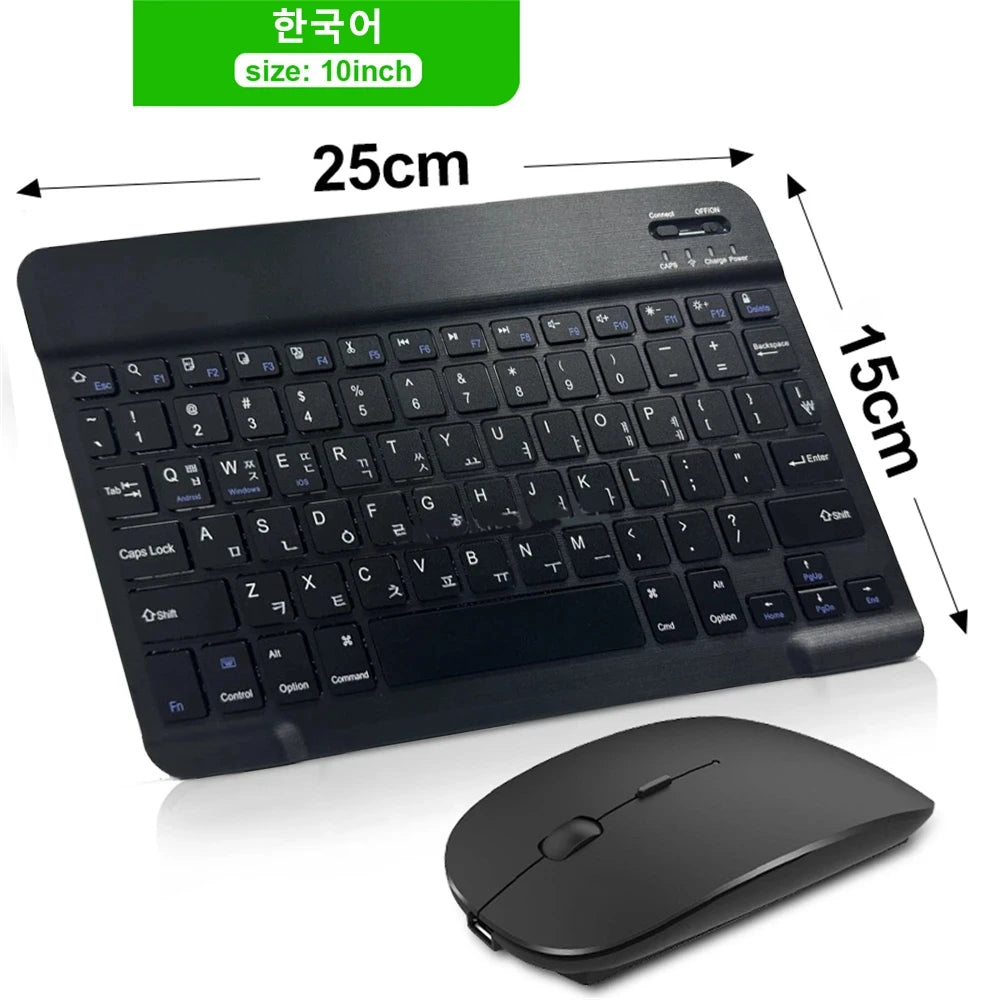 Bluetooth Wireless Keyboard & Mouse | Multilingual for iOS, Android & Windows Tablets – Compatible with iPad Air, Mini, and Pro (Spanish, Korean, Portuguese, Russian + More)