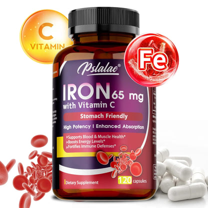 ✨ Iron Supplement 65 mg with Vitamin C – Maximized Absorption, Energy & Immune Support