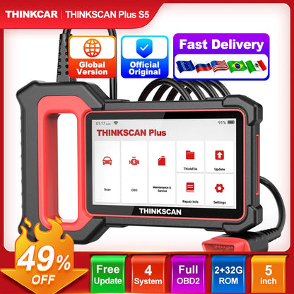 THINKCAR THINKSCAN Plus S6 / S5 – OBD2 Scanner & 4‑System Diagnostic Tool (Engine, ABS, SRS, TCM) | S6 = 5 Resets Lifetime Free