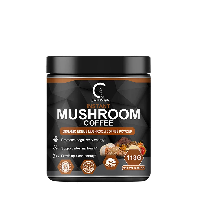 Greenpeople Lion’s Mane Mushroom Coffee – With Reishi, Cordyceps & Turkey Tail for Energy, Mental Clarity & Focus, Brain Booster