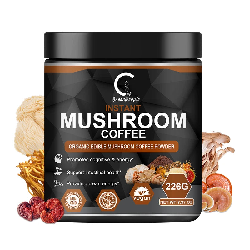 Greenpeople Lion's Mane Mushroom Coffee Supplement with Reishi,Cordyceps&Turkey Tail-Energy,Mental Clarity&Focus,Brain Booster