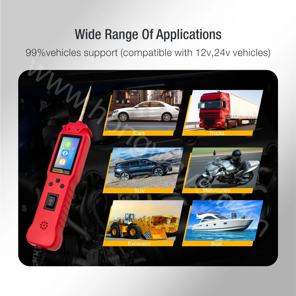 12/24V P200 Car Electric Circuit Tester Probe Pen Tester Voltage Resistant Test Voltage Power Probe Kit Auto Battery Test