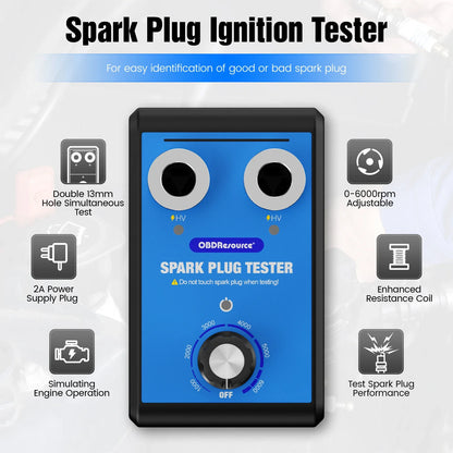 OBDResource Car Spark Plug Tester Pro With Black Board Dual Holes 220V&110V  0-6000rpm Engine Ignition Coil Spark Tester Tool