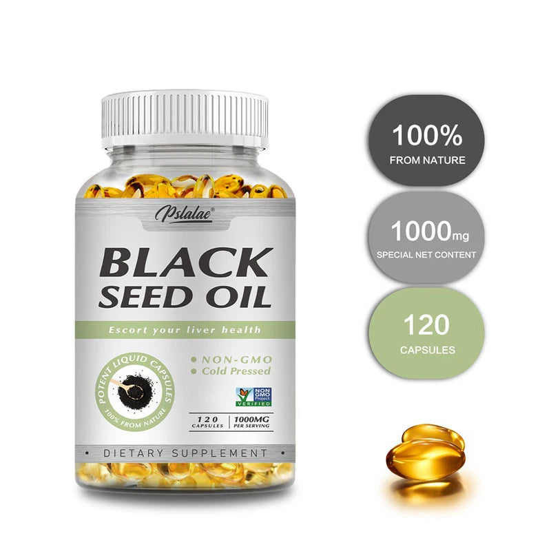 Black Seed Oil Capsules 1000mg – Supports Digestive Health, Immune Function & Brain Health, Antioxidant