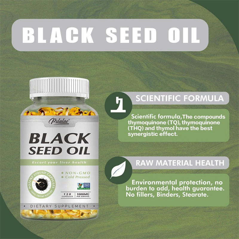 Black Seed Oil Capsules 1000mg – Supports Digestive Health, Immune Function & Brain Health, Antioxidant