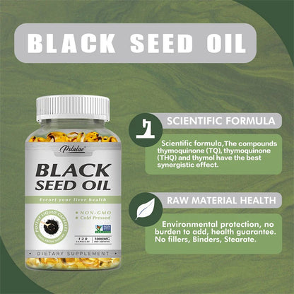 Black Seed Oil Capsules 1000mg – Supports Digestive Health, Immune Function & Brain Health, Antioxidant