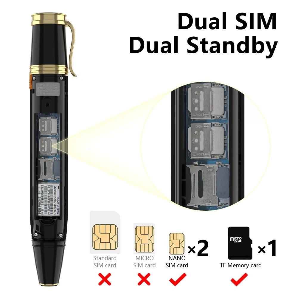 SERVO BM111 Pen Style Mobile Phone – Dual SIM | Magic Voice | Bluetooth Dialer | 3-in-1 Pen & Mini Fan | 2G GSM