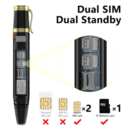 SERVO BM111 Pen Style Mobile Phone – Dual SIM | Magic Voice | Bluetooth Dialer | 3-in-1 Pen & Mini Fan | 2G GSM