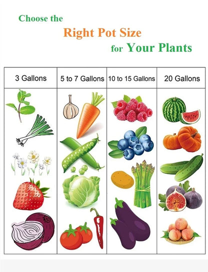 Garden Vegetable Plant Grow Bags, 1/2/3/5/7/10/12Gallons Thickened Non-Woven Grow Bags Aeration Fabric Pots with Handles