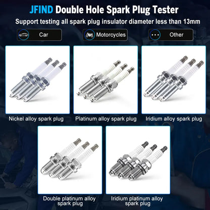 Jfind JF109 13mm Double-Hole Spark Plug Tester – Automotive & Motorcycle Ignition Analyzer 110V/220V to 12V