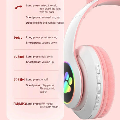 Xiaomi 2025 Wireless Bluetooth Kids Headphones | Cute Flash Lamp Stereo Earphones with Mic & TF Card Support