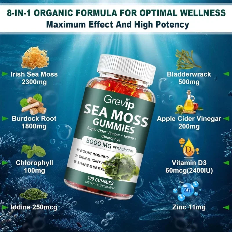 ✨ Sea Moss Gummies 5000mg – Immunity, Thyroid & Beauty Support
