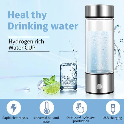 Hydrogen-Rich Water Cup – Portable Hydrogen Generator Bottle with Titanium Filter | USB Rechargeable