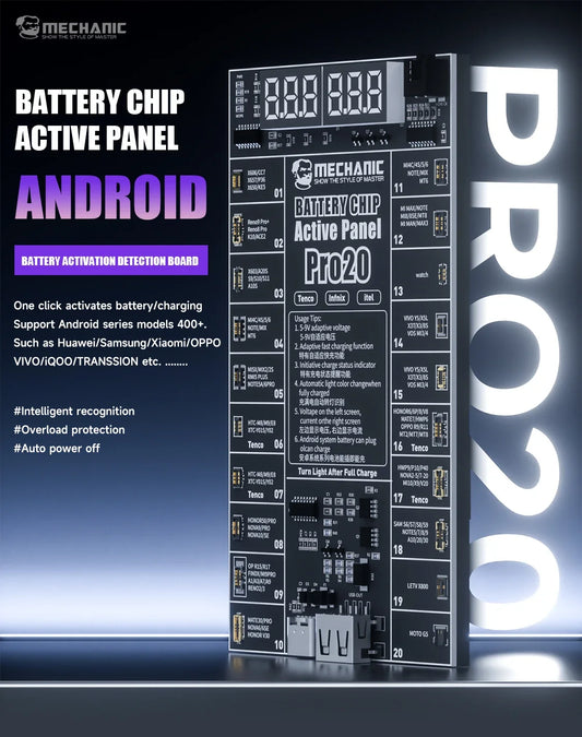 MECHANIC Pro 20 Battery Tester Activation Board with LED Display – Voltage & Current Check Tool for 400+ Android Phones