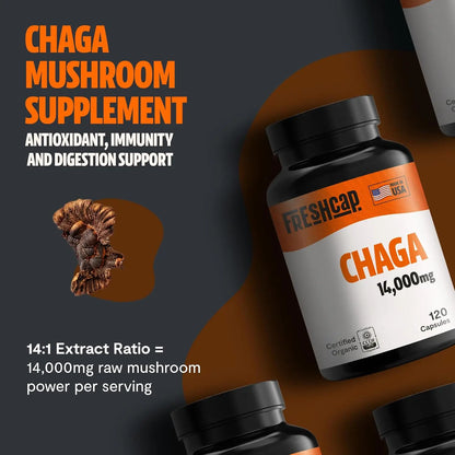 Chaga Mushroom Capsules – Antioxidant Support, Boosts Immunity, Skin Vitality & Digestive Balance