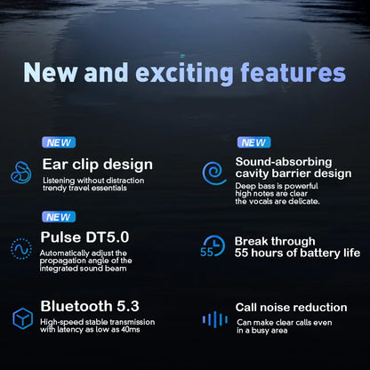 2025 Clip-On Open-Ear Bluetooth Earphones – 3D Sound OWS Sport Wireless Headset for Running, Gym & Everyday Use