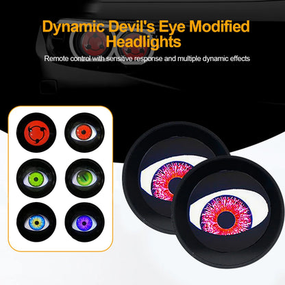 12V–36V Devil Eyes Headlights | Dynamic Adjustable Eye Pattern for Cars & Motorcycles