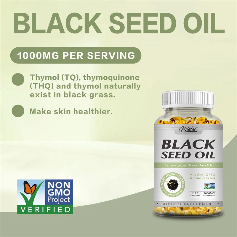 Black Seed Oil Capsules 1000mg – Supports Digestive Health, Immune Function & Brain Health, Antioxidant
