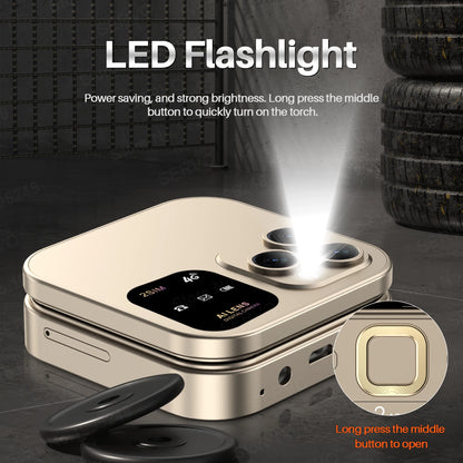 SERVO i16 PRO Mini Flip Mobile Phone – Dual SIM, 2G/4G LTE, FM Radio, Magic Voice, Torch & Pocket Design (Type-C Charging)