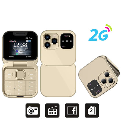 SERVO i16 PRO Mini Flip Mobile Phone – Dual SIM, 2G/4G LTE, FM Radio, Magic Voice, Torch & Pocket Design (Type-C Charging)