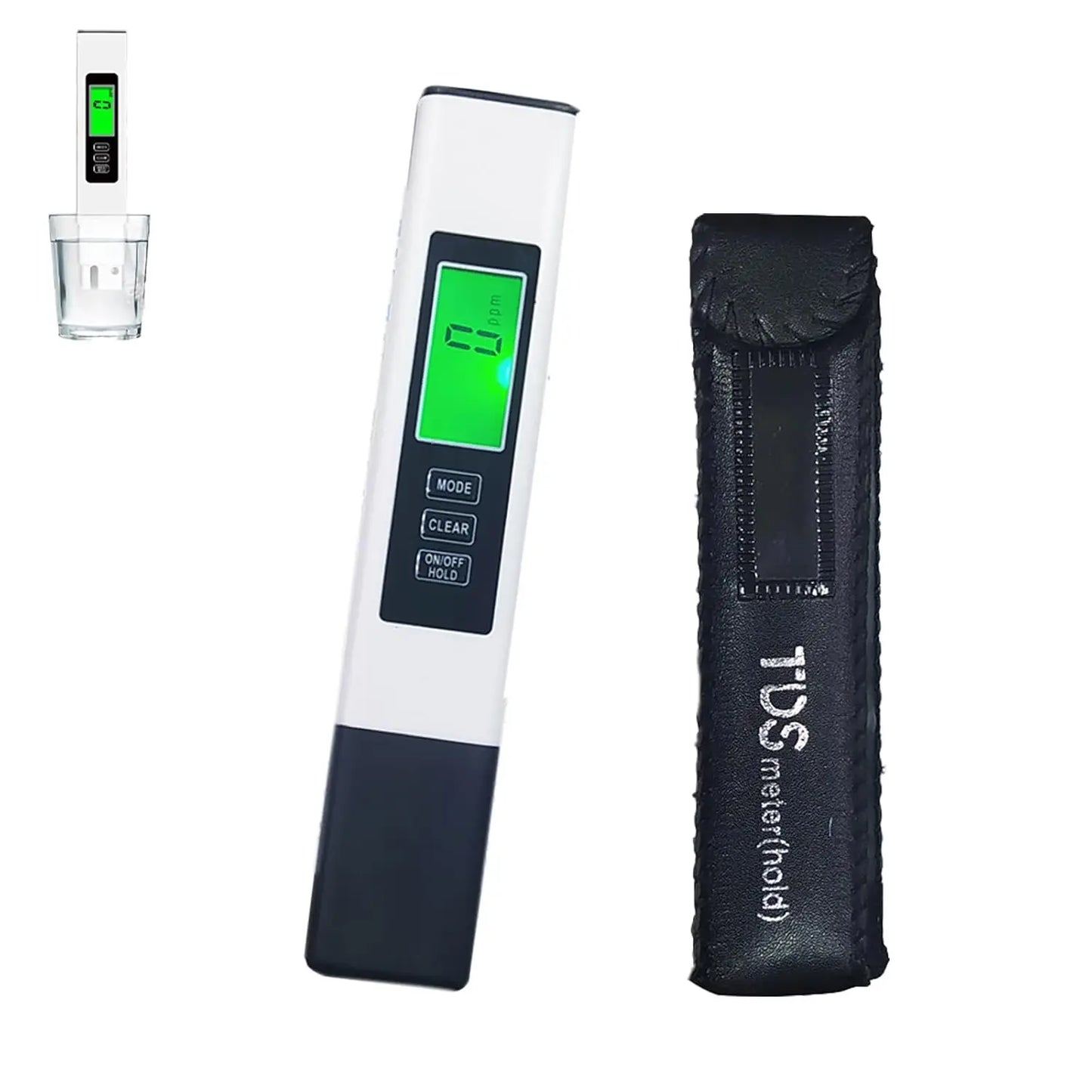 3-in-1 Digital TDS Water Quality Tester with EC & Temperature – Portable Meter with Leather Carrying Case