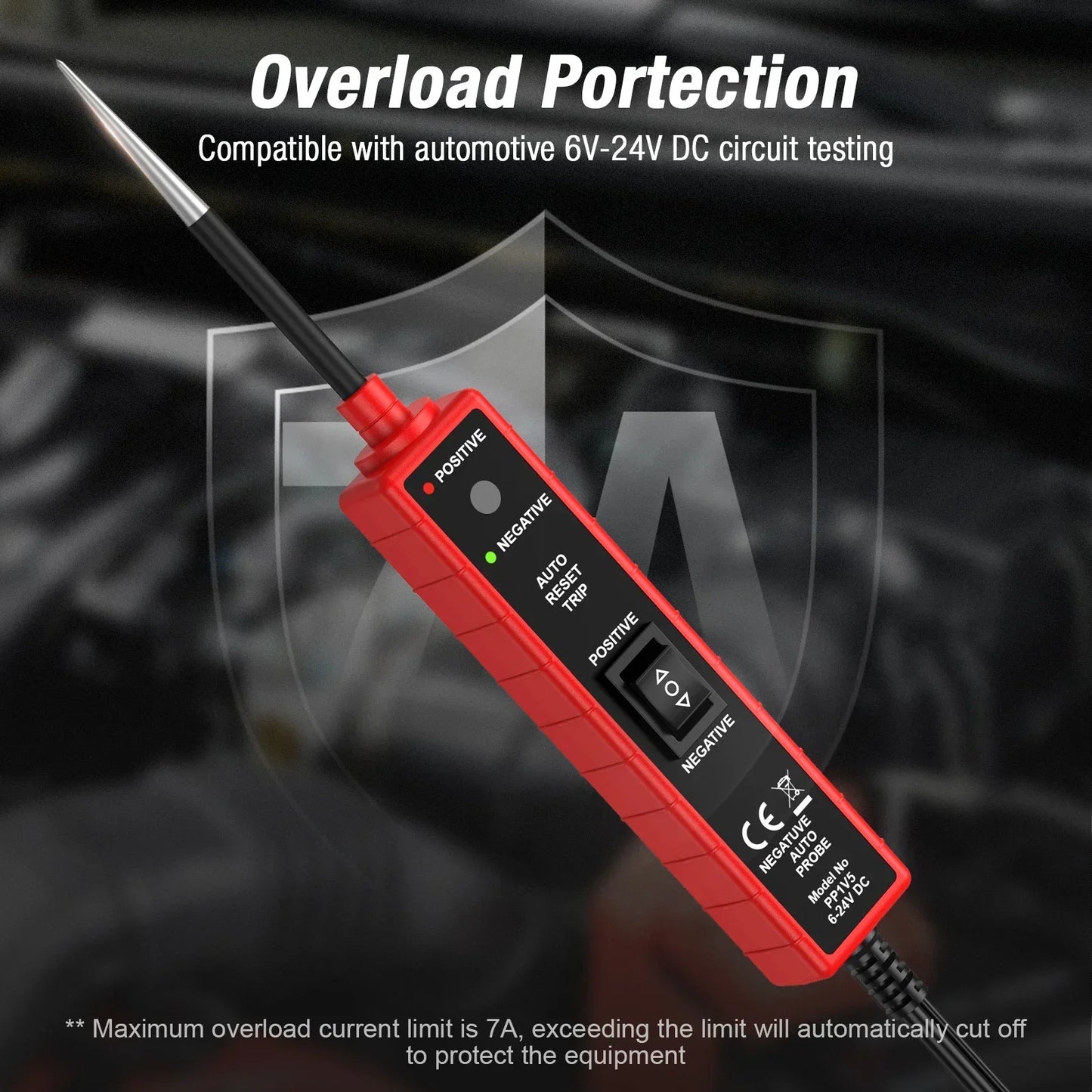Automotive Electrical System Tester PP1V5 – 6–24V Car Circuit Power Probe with Overload Protection