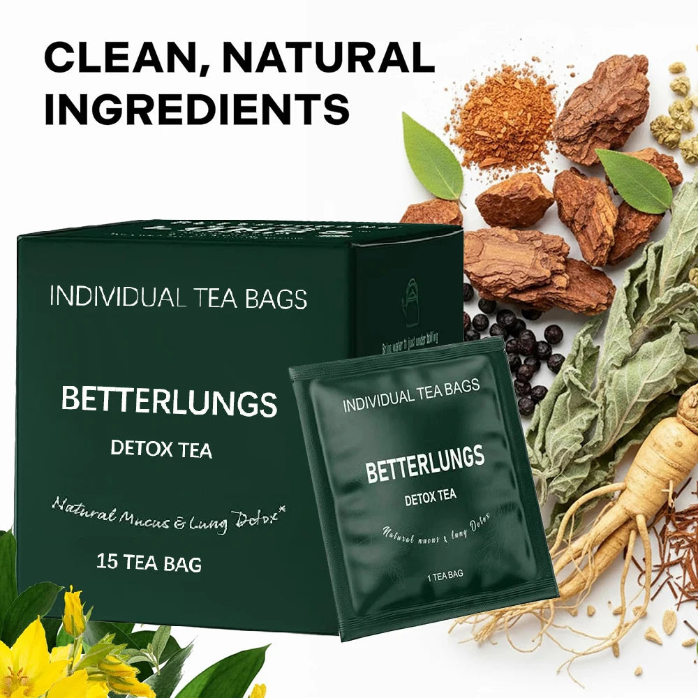 ✨ BetterLungs Mullein Detox Tea – 15 Herbal Bags (Caffeine Free)