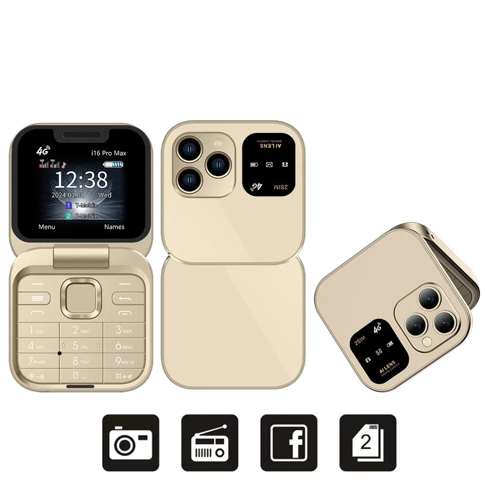 📞 2025 SERVO i16 Pro 4G Mini Fold Mobile Phone – Dual SIM | Call Recording | Speed Dial | Flashlight | Compact Fold Design