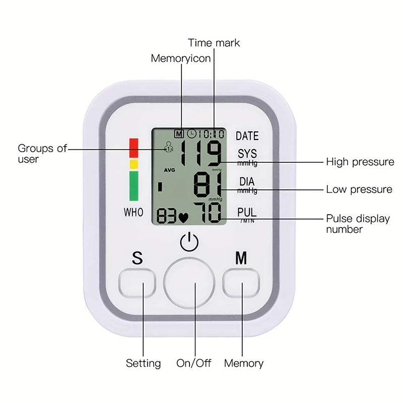 Medical Arm Blood Pressure Monitor gauge Playback Sphygmomanometer For Elderly Accurate Measurement digital tensiometers