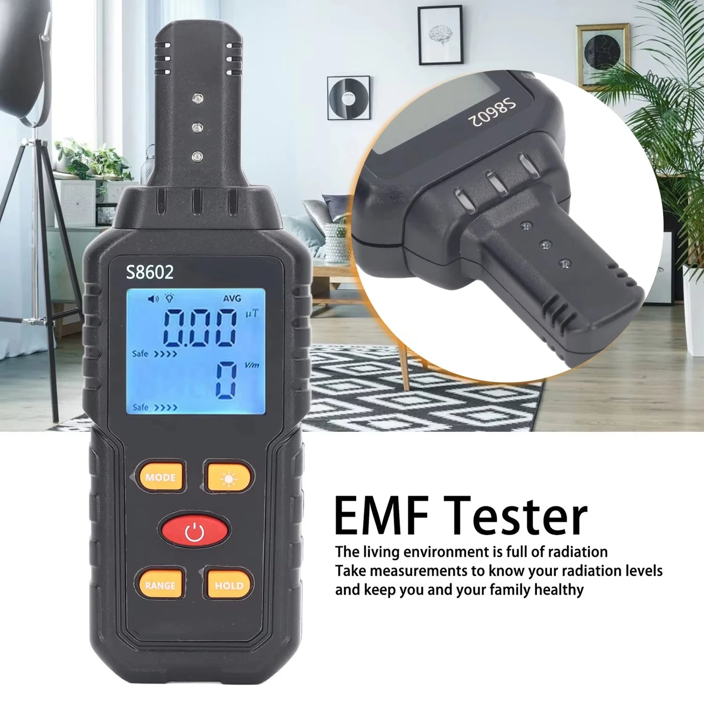 Portable S8602 Digital EMF Detector – Electric & Magnetic Field, Temperature Measurement, Radiation Safety Tool