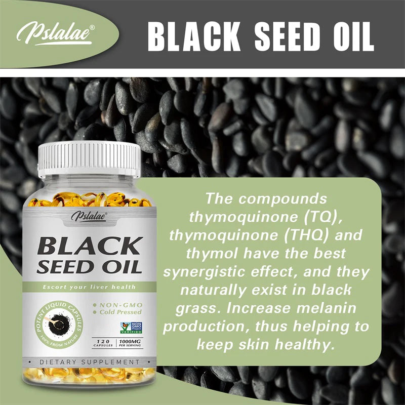 Black Seed Oil Capsules 1000mg – Supports Digestive Health, Immune Function & Brain Health, Antioxidant