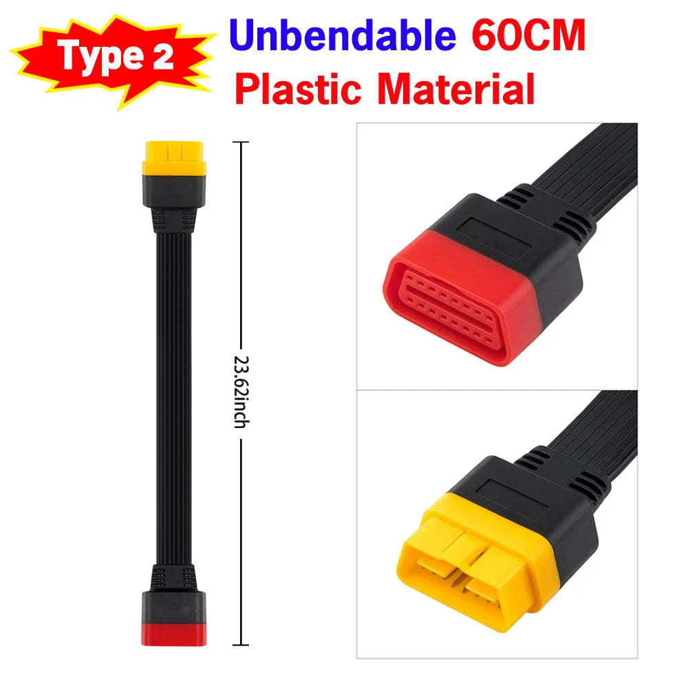 Universal 16-Pin OBD-II Extension Cable – Male to Female Auto Diagnostic Connector
