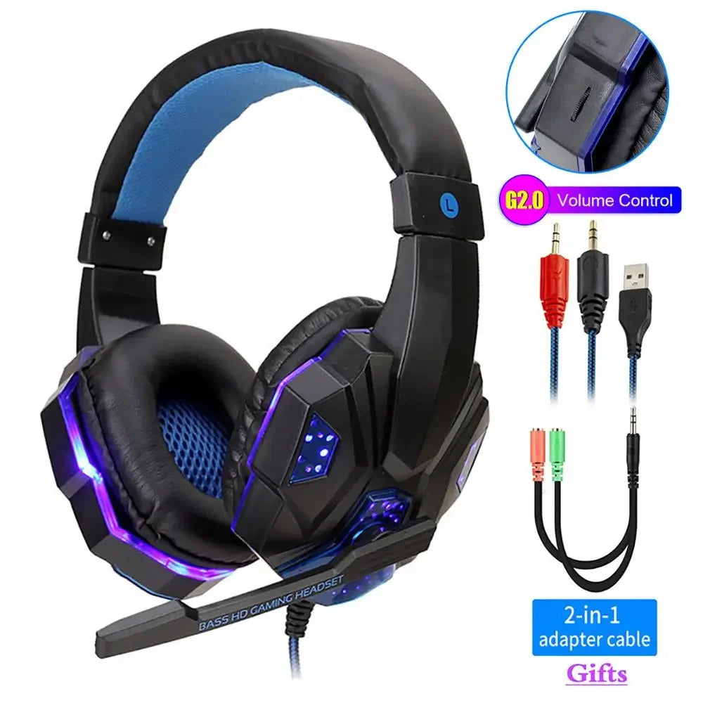 Professional LED Gaming Headset with Microphone – Stereo Bass, PC/Console Compatible, Gift-Ready Edition