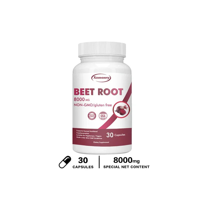 Organic Beetroot Capsules 8000mg – Supports Athletic Performance, Heart Health & Digestion