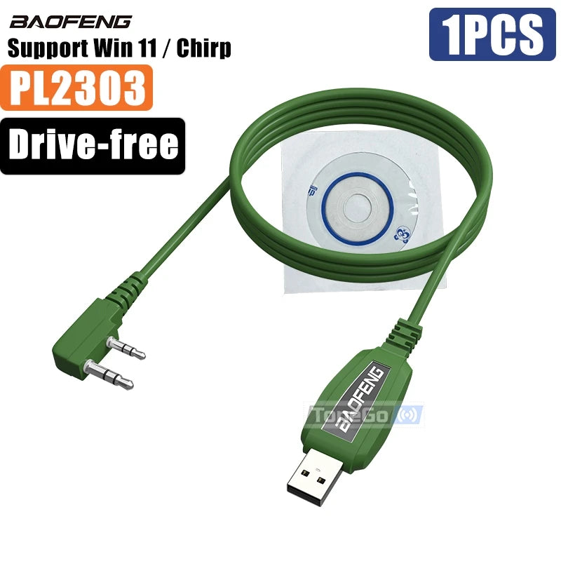 🔌 Baofeng USB Programming Cable – PL2303 / CH340 Chip | Plug-and-Play for DM-32, UV-32, Quansheng TK11 Series (Win11 Compatible)
