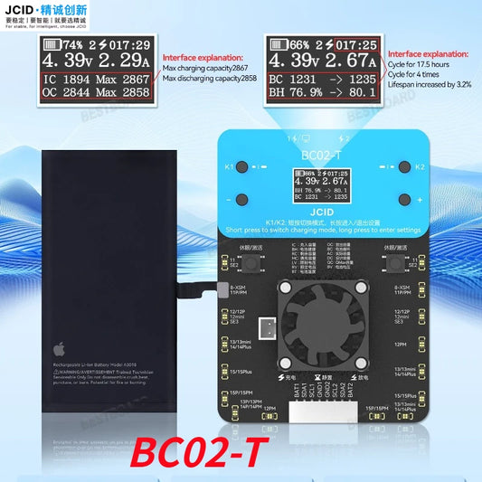 JCID AiXun BC01 BC02 Battery Calibrator for IPhone 11 12 13 14 Pro Max Series Battery Health Data Test Calibration Repair Tool