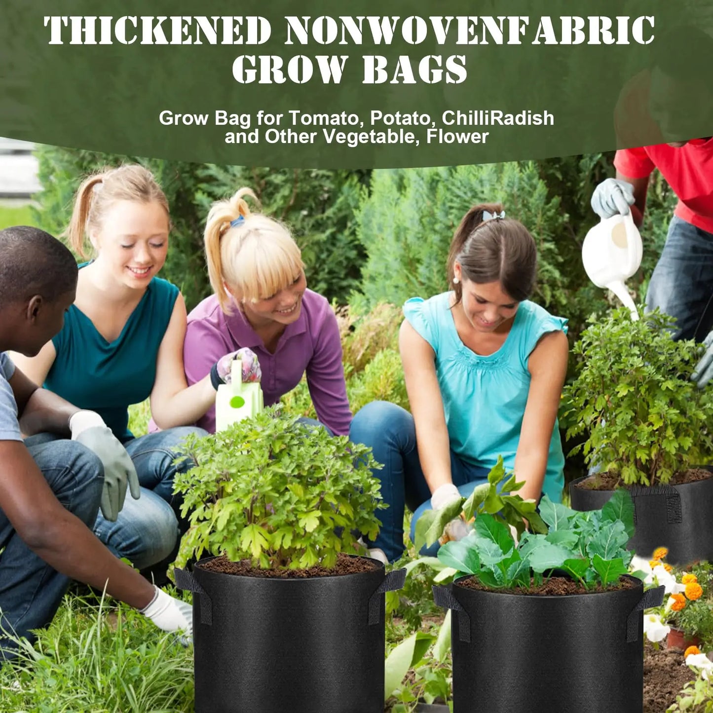 10 Pack Grow Bags Heavy Duty Thickened Nonwoven Fabric Pots with Handles, Plant Grow Bags for Vegetables Flower Plant Fruits