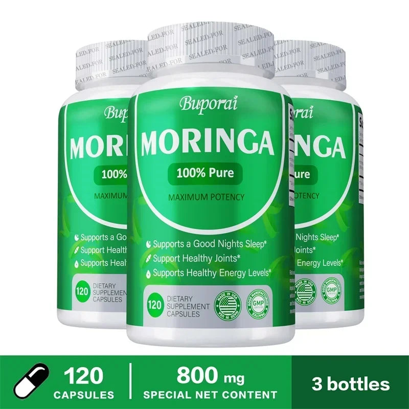 Moringa Capsules – Supports Bone, Joint & Immune Health, Boosts Energy, Endurance & Concentration