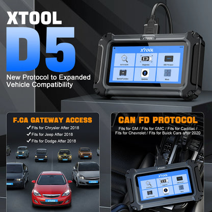 XTOOL D5 Car Diagnostic Tools Gearbox ABS EPB Airbag Engine 5 System Scanner 10 Reset Service OBD2 Scanner Lifetime Free Update