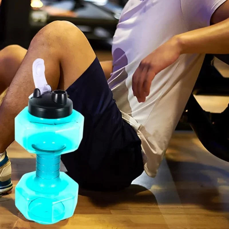 2.6L Large Capacity Dumbbell Sports Bottle Plastic Drinking Cup Leakproof Water Bottle Fitness Camping Cycling Water Bottle