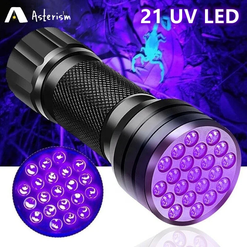 21 LED UV Ultraviolet Flashlight – 395NM Blacklight Mini Torch | Detect Pet Urine, Stains & Hidden Marks