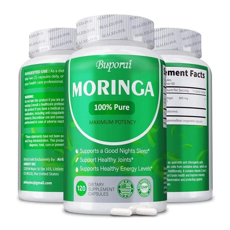 Moringa Capsules – Supports Bone, Joint & Immune Health, Boosts Energy, Endurance & Concentration