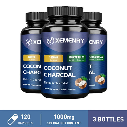 Coconut Charcoal Supplement – Relieves Gas & Bloating, Detox Cleanse, Supports Digestion & Immunity