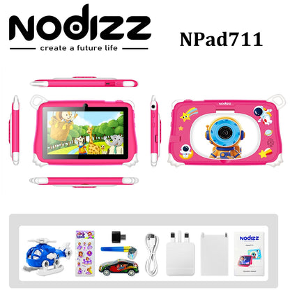 🎨 Nodizz 7-Inch Kids Learning Tablet – Android 15 | 4GB RAM + 128GB ROM | Quad-Core | 3200mAh Battery | Parental Control | Educational Gift