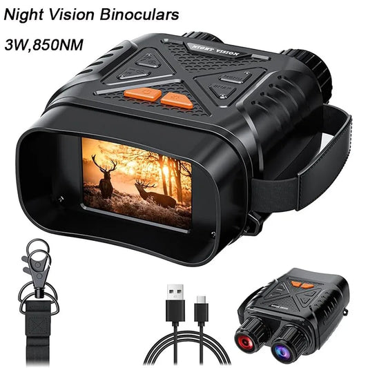 1080P Night Vision Binoculars – 10x Digital Zoom, 800m Full Dark Infrared, 2.8” IPS Screen