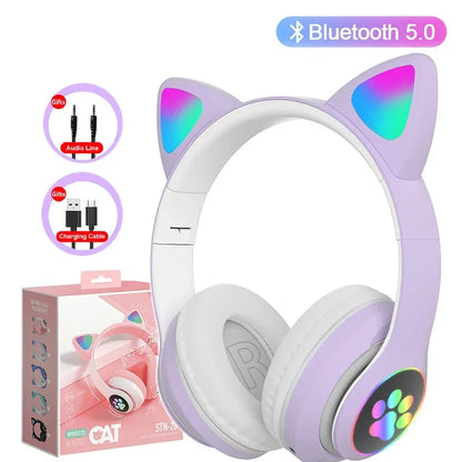 Xiaomi 2025 Wireless Bluetooth Kids Headphones | Cute Flash Lamp Stereo Earphones with Mic & TF Card Support